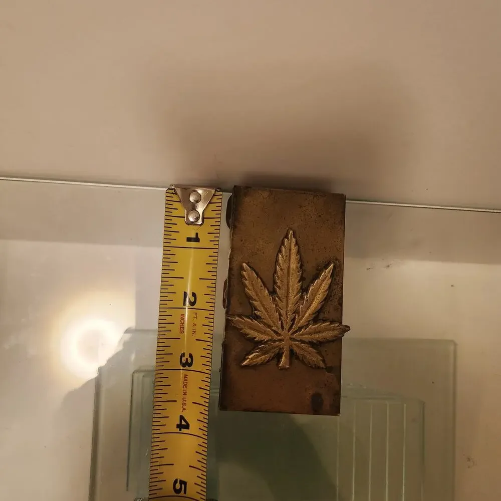 Vintage Brass Marijuana Themed Belt Buckle 60's-70's with secret compartment